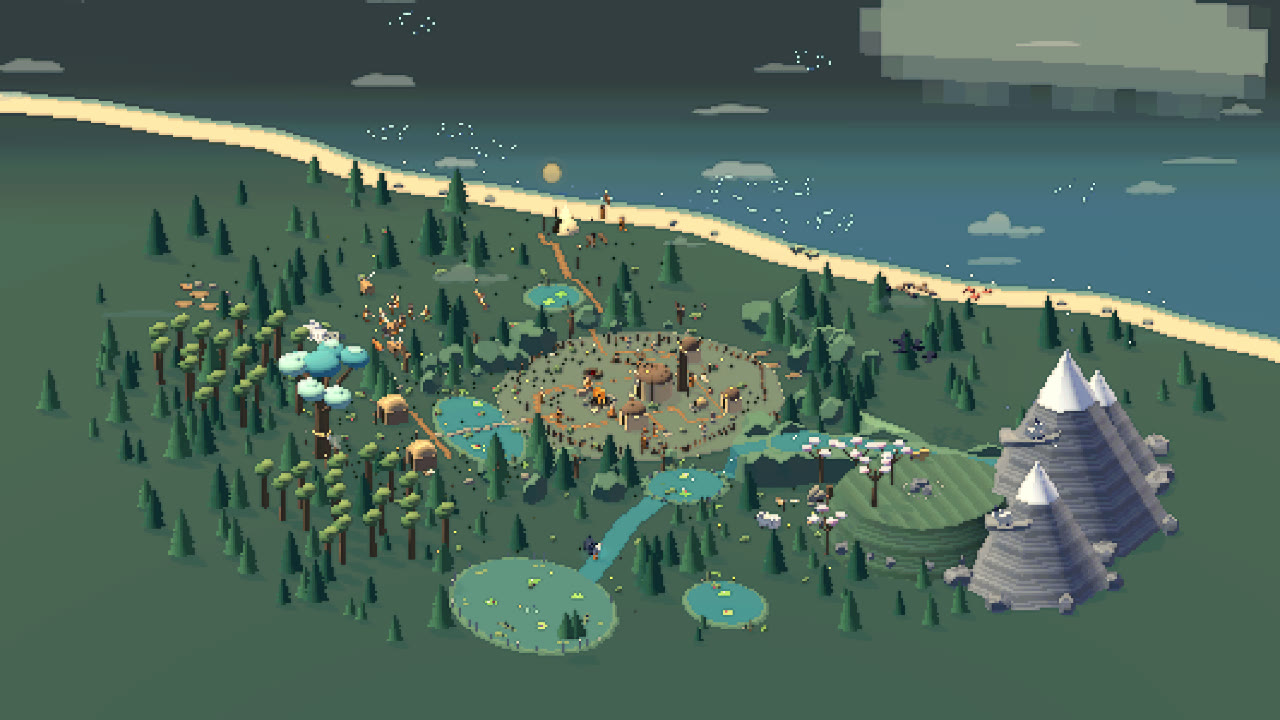 The whole valley with forest, coast, ponds and snowy mountains